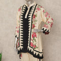 Cream Beige Floral Border Co Ord Set Women
