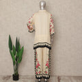Cream Beige Floral Border Co Ord Set Women