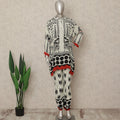 White Black Red Abstract Co Ord Set Party Wear