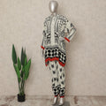 White Black Red Abstract Co Ord Set Party Wear
