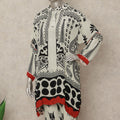 White Black Red Abstract Co Ord Set Party Wear