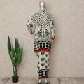 White Black Red Abstract Co Ord Set Party Wear