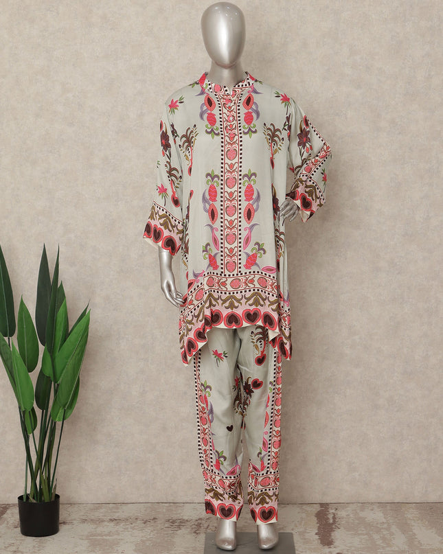 Ivory Pink Bouquet Co Ord Set Party Wear