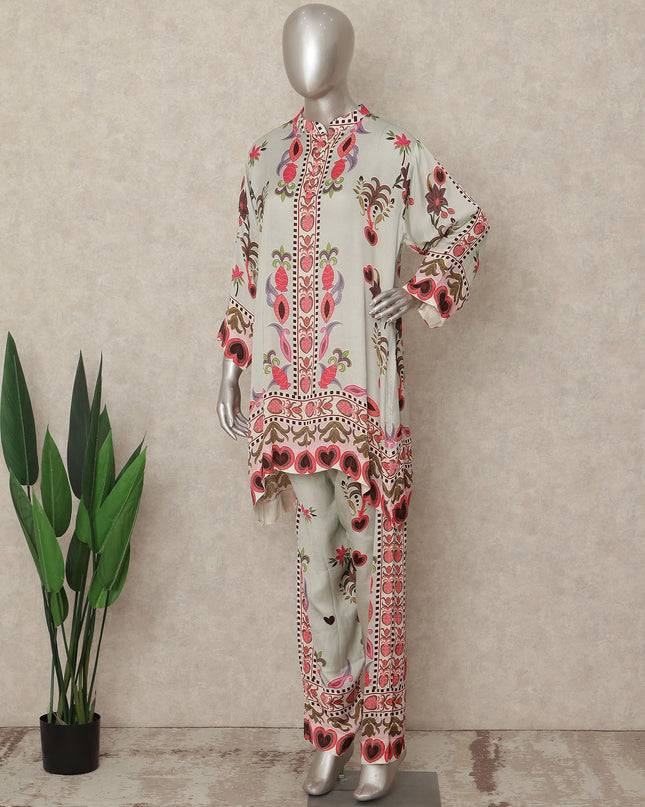 Ivory Pink Bouquet Co Ord Set Party Wear