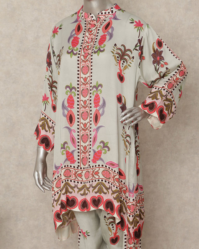 Ivory Pink Bouquet Co Ord Set Party Wear