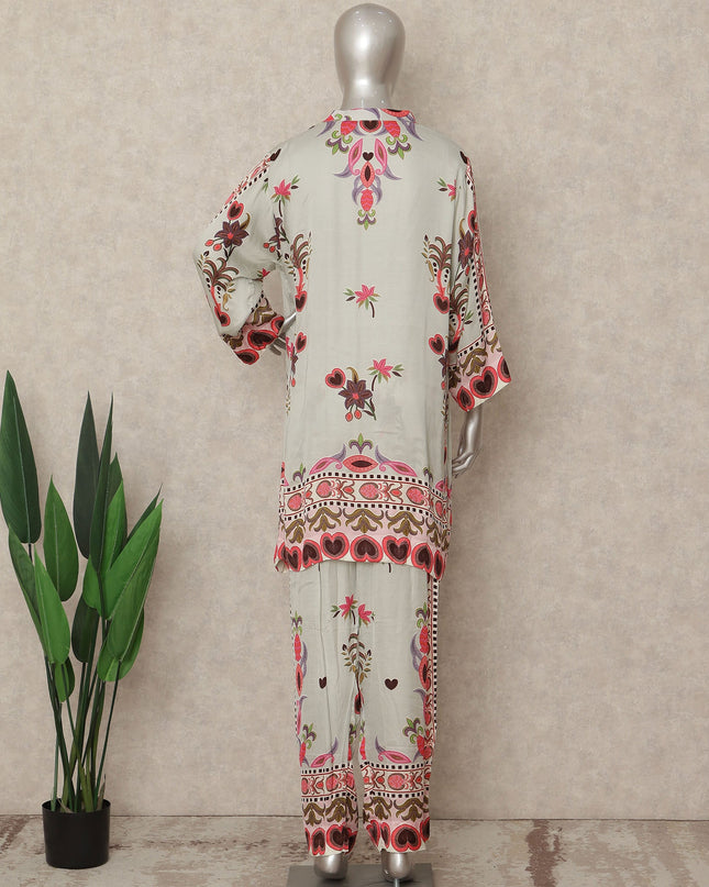 Ivory Pink Bouquet Co Ord Set Party Wear