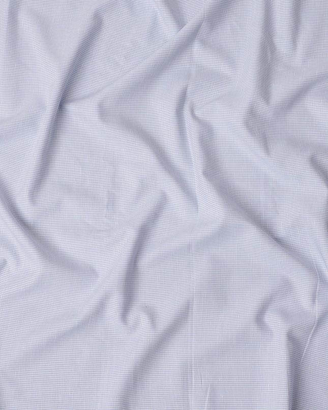 Light Blue and White Stripe Cotton Linen Shirting Fabric, 150 Cms Width, Made in India-D26148