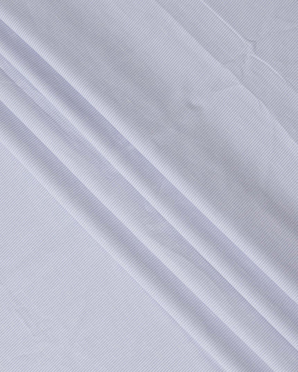 Light Blue and White Stripe Cotton Linen Shirting Fabric, 150 Cms Width, Made in India-D26148