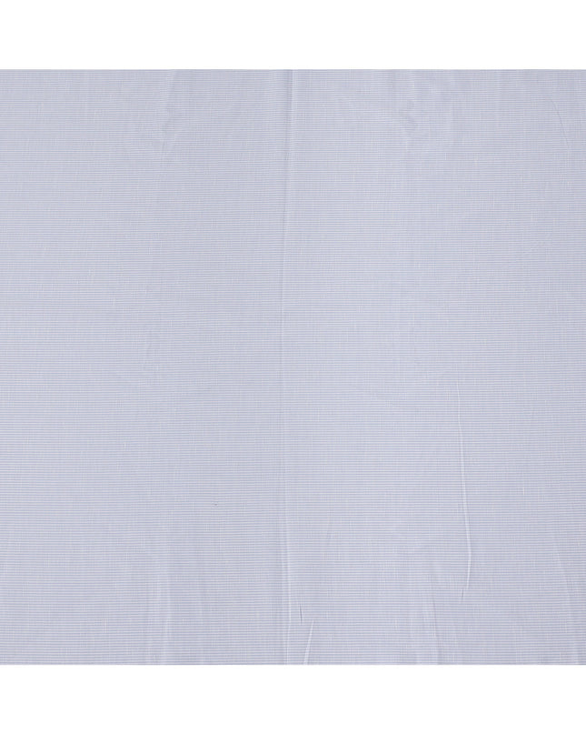 Light Blue and White Stripe Cotton Linen Shirting Fabric, 150 Cms Width, Made in India-D26148