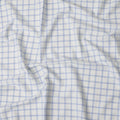 White and Sky Blue Windowpane Check Cotton Shirting Fabric, 150 Cms Width, Made in India-D26157