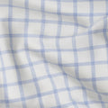 White and Sky Blue Windowpane Check Cotton Shirting Fabric, 150 Cms Width, Made in India-D26157