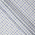White and Sky Blue Windowpane Check Cotton Shirting Fabric, 150 Cms Width, Made in India-D26157