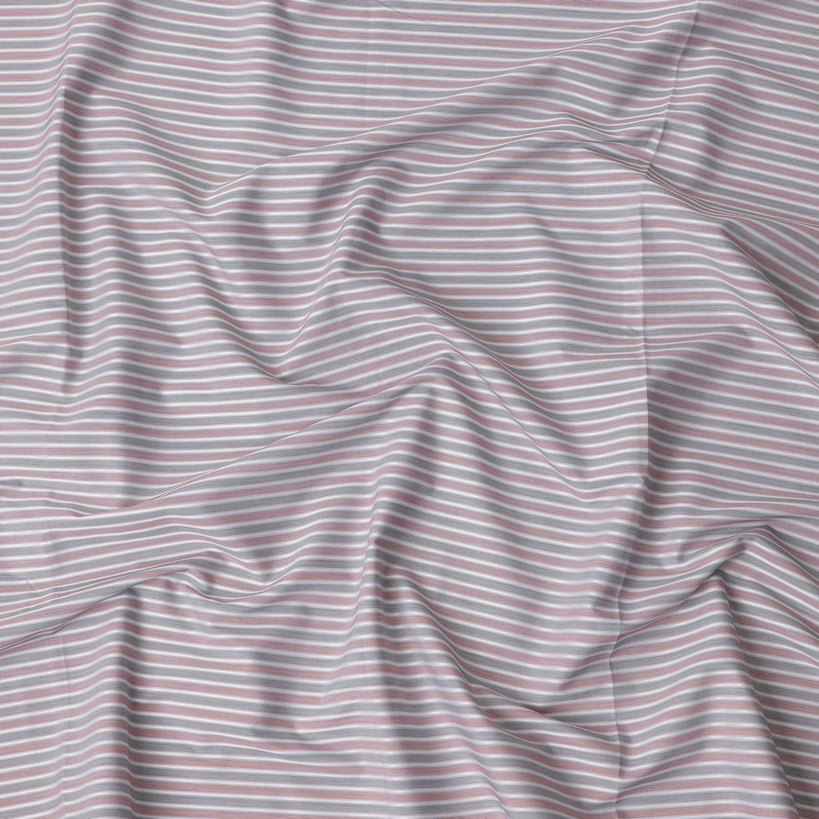 Grey and White Striped Cotton Shirting Fabric, 150 Cms Width, Made in India-D26147