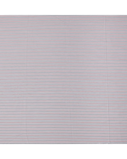 Grey and White Striped Cotton Shirting Fabric, 150 Cms Width, Made in India-D26147