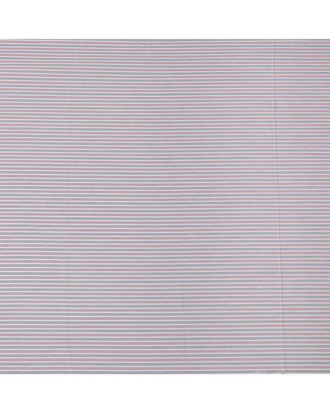 Grey and White Striped Cotton Shirting Fabric, 150 Cms Width, Made in India-D26147
