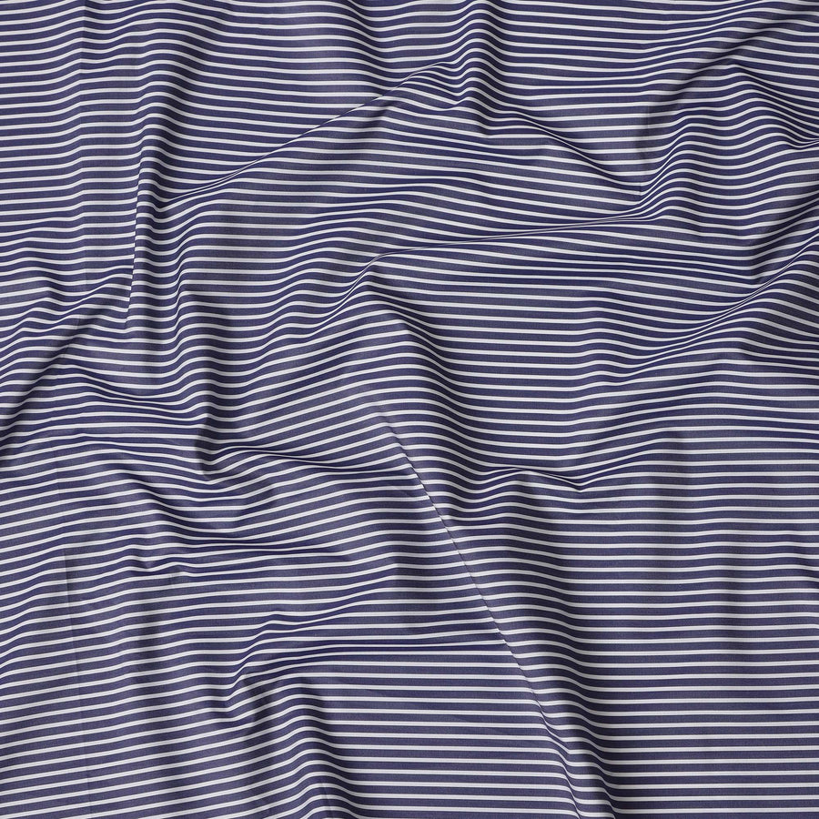 Navy Blue and White Striped Cotton Shirting Fabric, 150 Cms Width, Made in India-D26149