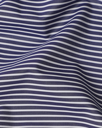 Navy Blue and White Striped Cotton Shirting Fabric, 150 Cms Width, Made in India-D26149