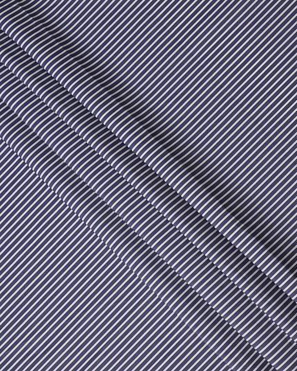 Navy Blue and White Striped Cotton Shirting Fabric, 150 Cms Width, Made in India-D26149
