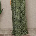Emerald Green Black Premium French 2 Tone Chantilly Saree Lace Fabric 5.5 Meters x 110 Cms Width Elegant Floral Net Material From France Unstitched Blouse Not Included-D28151
