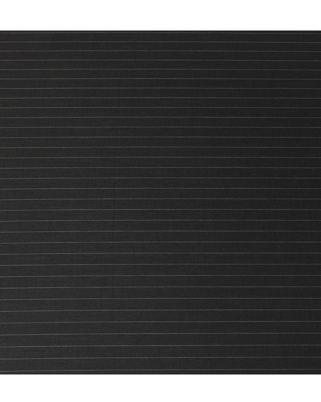Black Pinstripe Premium Super 130’s English Wool & Cashmere Suiting Fabric, 150 cm Width, 3.75 Mtrs Cut, Made in UK-D26752