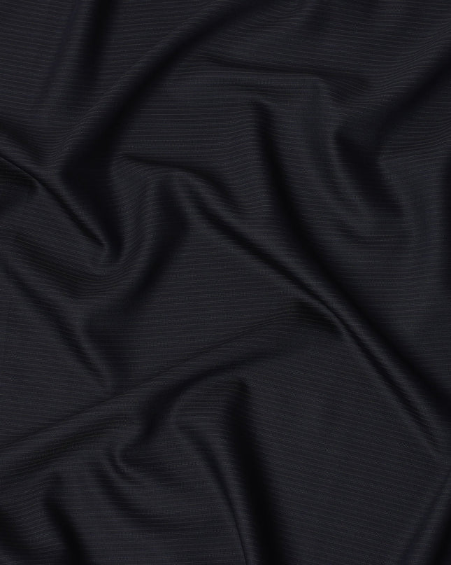 Dark Blue Pinstripe Premium Super 130’s English All Wool Suiting Fabric, 150 cm Width, 4.00 Mtrs Cut, Made in UK-D26756