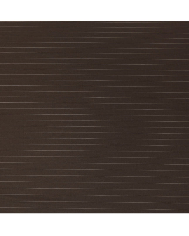 Dark Brown Pinstripe Premium Super 130’s English Wool & Cashmere Suiting Fabric, 150 cm Width, 3.75 Mtrs Cut, Made in UK-D26754