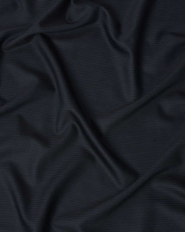 Navy Pinstripe Premium Super 130’s English All Wool Suiting Fabric, 150 cm Width, 4.00 Mtrs Cut, Made in UK-D26755