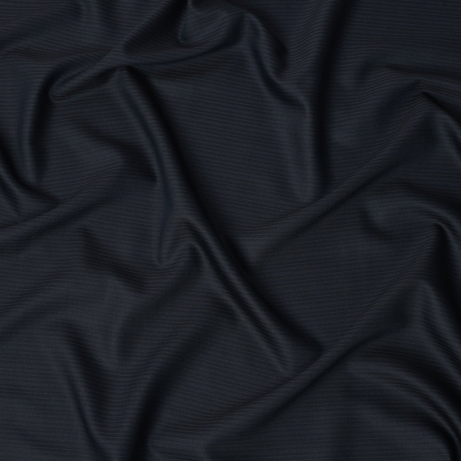Navy Pinstripe Premium Super 130’s English All Wool Suiting Fabric, 150 cm Width, 4.00 Mtrs Cut, Made in UK-D26755