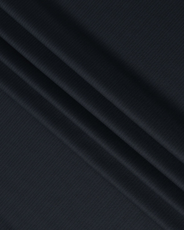 Navy Pinstripe Premium Super 130’s English All Wool Suiting Fabric, 150 cm Width, 4.00 Mtrs Cut, Made in UK-D26755
