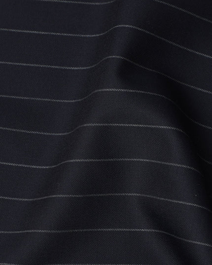 Navy Pinstripe Premium Super 130’s English Wool & Cashmere Suiting Fabric, 150 cm Width, 3.75 Mtrs Cut, Made in UK-D26751