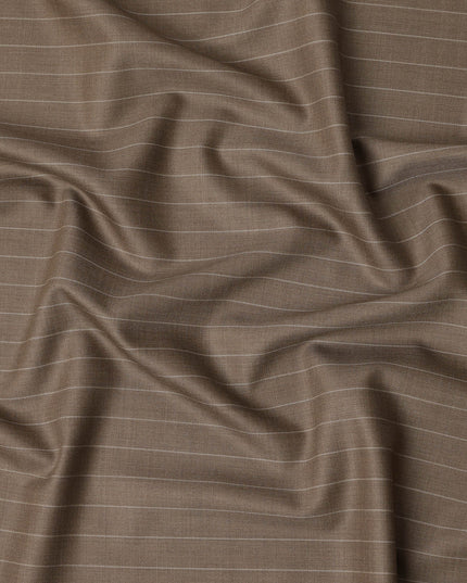 Brown Pinstripe Premium Super 130’s English Wool & Cashmere Suiting Fabric, 150 cm Width, 3.75 Mtrs Cut, Made in UK-D26753