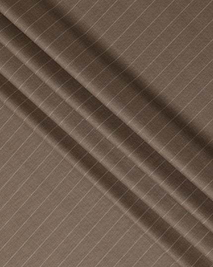 Brown Pinstripe Premium Super 130’s English Wool & Cashmere Suiting Fabric, 150 cm Width, 3.75 Mtrs Cut, Made in UK-D26753