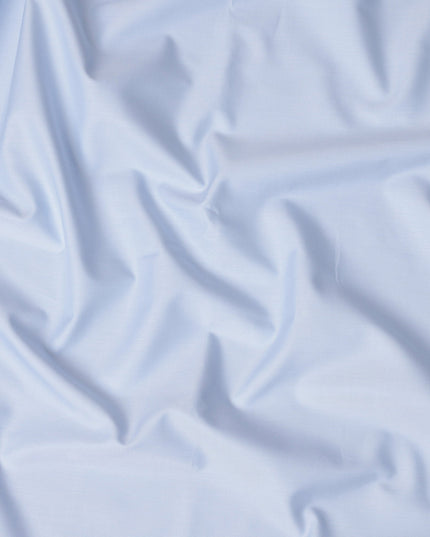 Light Sky Blue Solid Premium 100% Italian Cotton Shirting Fabric, Smooth Plain Weave Design, 150 cms Width, 2.0 Mtrs Cut, Origin Italy-D26611
