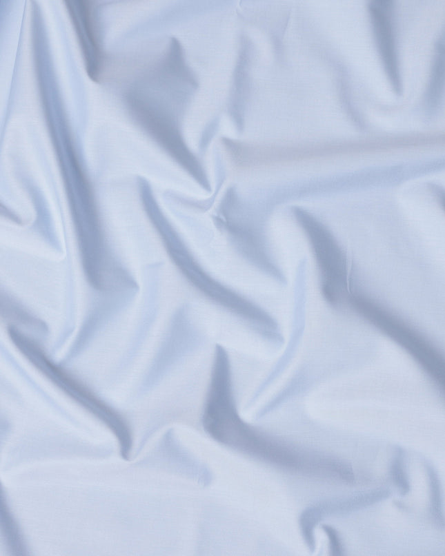Light Sky Blue Solid Premium 100% Italian Cotton Shirting Fabric, Smooth Plain Weave Design, 150 cms Width, 2.0 Mtrs Cut, Origin Italy-D26611