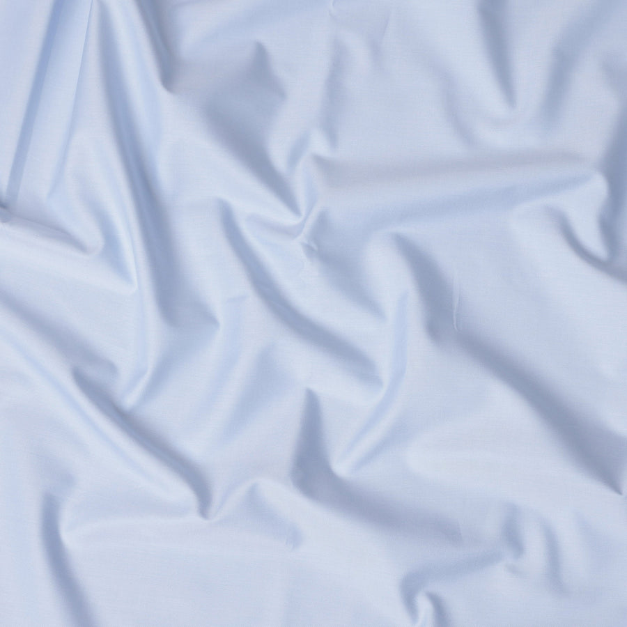 Light Sky Blue Solid Premium 100% Italian Cotton Shirting Fabric, Smooth Plain Weave Design, 150 cms Width, 2.0 Mtrs Cut, Origin Italy-D26611