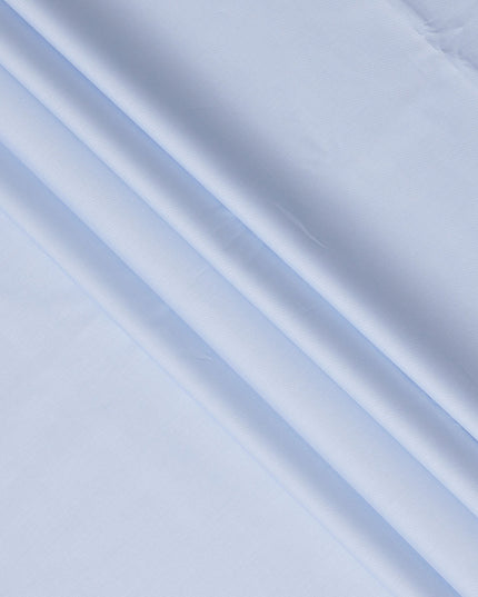 Light Sky Blue Solid Premium 100% Italian Cotton Shirting Fabric, Smooth Plain Weave Design, 150 cms Width, 2.0 Mtrs Cut, Origin Italy-D26611