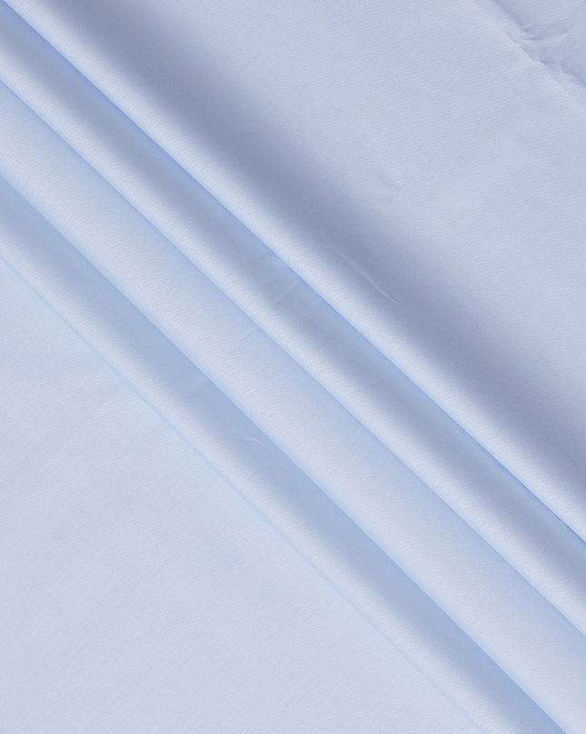 Light Sky Blue Solid Premium 100% Italian Cotton Shirting Fabric, Smooth Plain Weave Design, 150 cms Width, 2.0 Mtrs Cut, Origin Italy-D26611