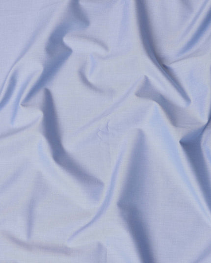 Light Blue Solid Premium 100% Italian Cotton Shirting Fabric, Smooth Plain Weave Design, 150 cms Width, 2.0 Mtrs Cut, Origin Italy-D26610