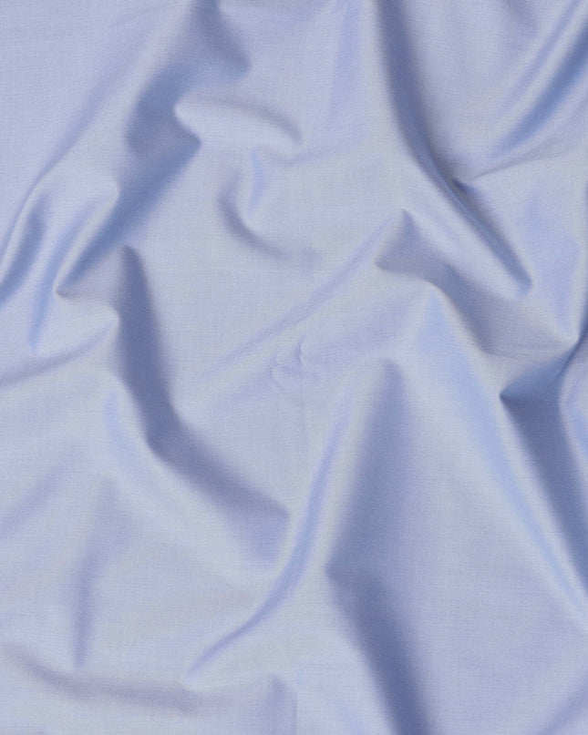 Light Blue Solid Premium 100% Italian Cotton Shirting Fabric, Smooth Plain Weave Design, 150 cms Width, 2.0 Mtrs Cut, Origin Italy-D26610