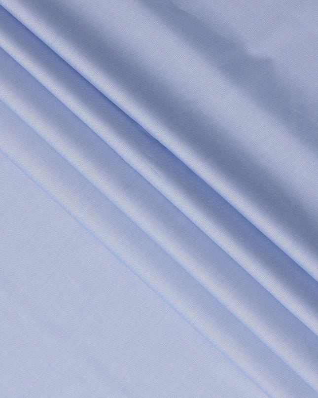 Light Blue Solid Premium 100% Italian Cotton Shirting Fabric, Smooth Plain Weave Design, 150 cms Width, 2.0 Mtrs Cut, Origin Italy-D26610