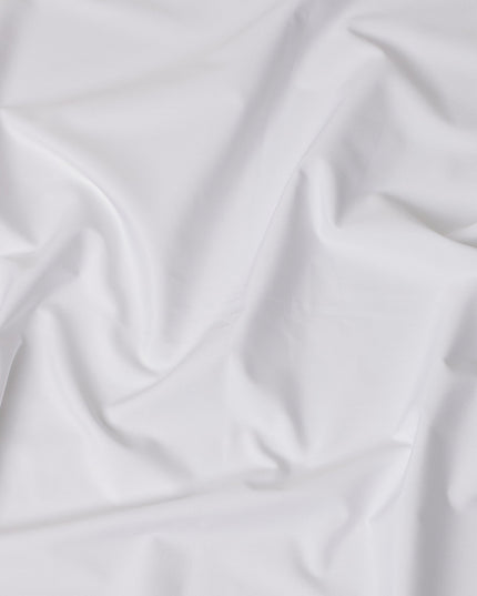 White Solid Premium 100% Italian Cotton Shirting Fabric, Smooth Plain Weave Design, 150 cms Width, 2.0 Mtrs Cut, Origin Italy-D26618
