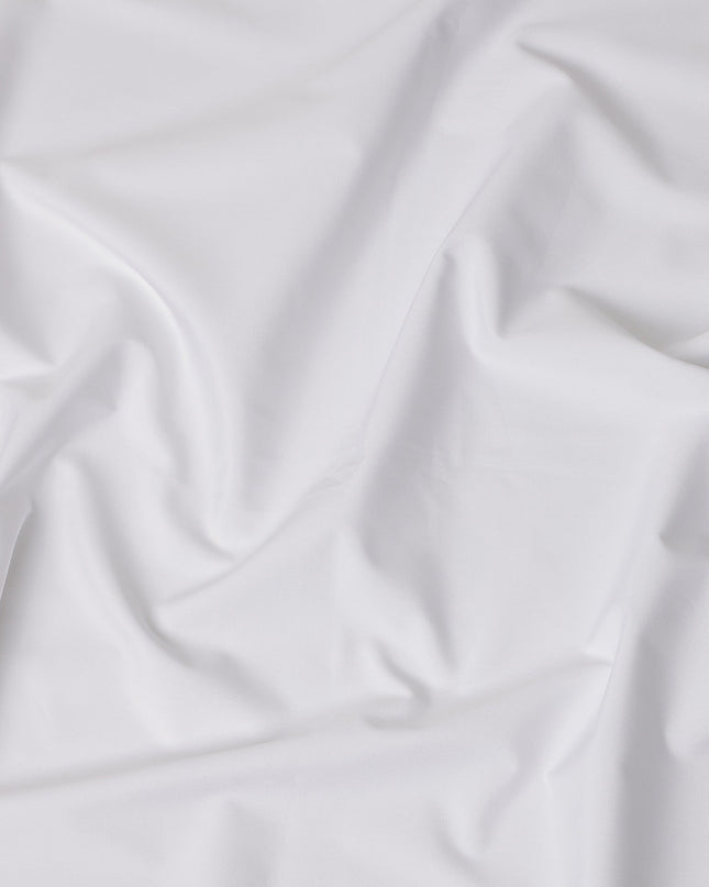 White Solid Premium 100% Italian Cotton Shirting Fabric, Smooth Plain Weave Design, 150 cms Width, 2.0 Mtrs Cut, Origin Italy-D26618