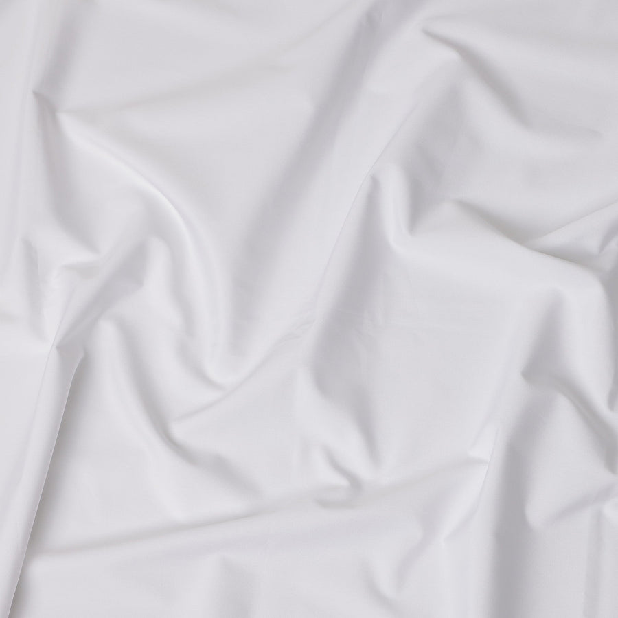 White Solid Premium 100% Italian Cotton Shirting Fabric, Smooth Plain Weave Design, 150 cms Width, 2.0 Mtrs Cut, Origin Italy-D26618