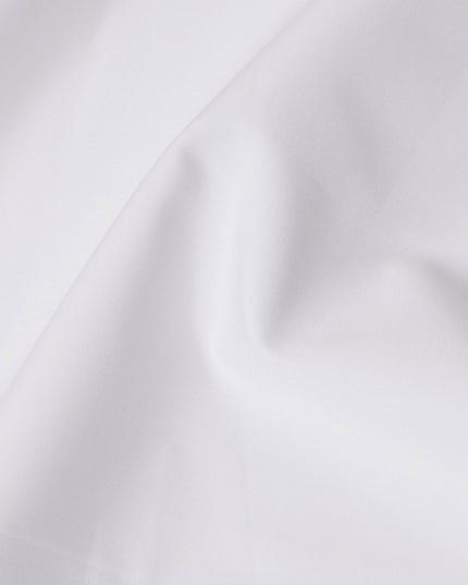 White Solid Premium 100% Italian Cotton Shirting Fabric, Smooth Plain Weave Design, 150 cms Width, 2.0 Mtrs Cut, Origin Italy-D26618