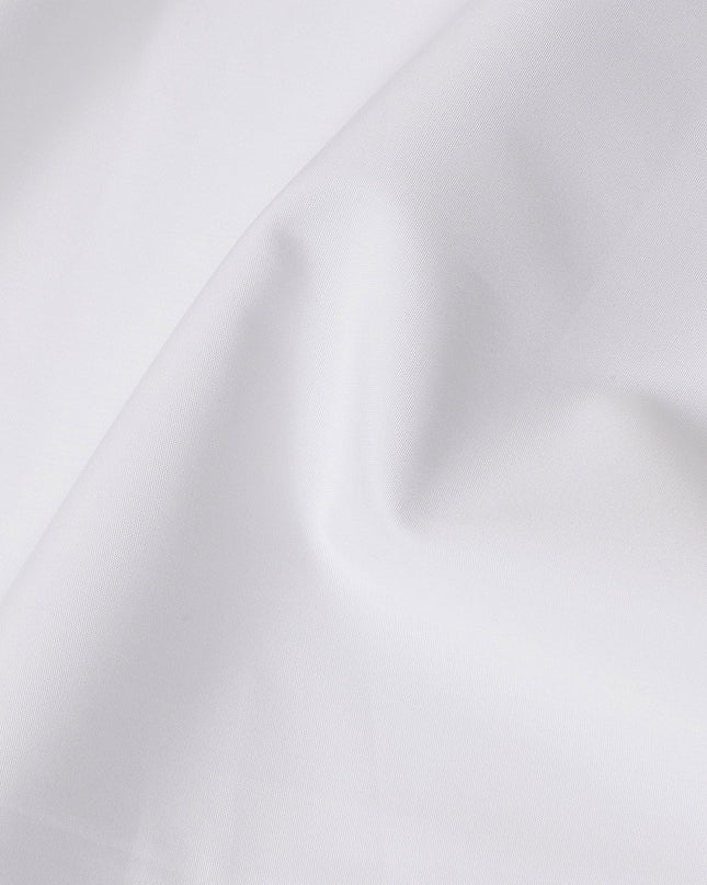 White Solid Premium 100% Italian Cotton Shirting Fabric, Smooth Plain Weave Design, 150 cms Width, 2.0 Mtrs Cut, Origin Italy-D26618