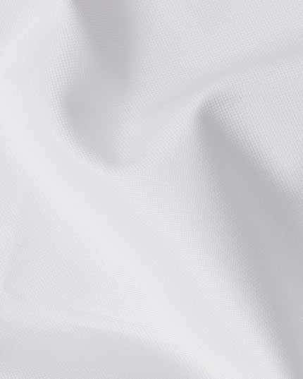 White Oxford Textured Premium 100% Italian Cotton Shirting Fabric, Fine Oxford Weave Design, 150 cms Width, 2.0 Mtrs Cut, Origin Italy-D26619