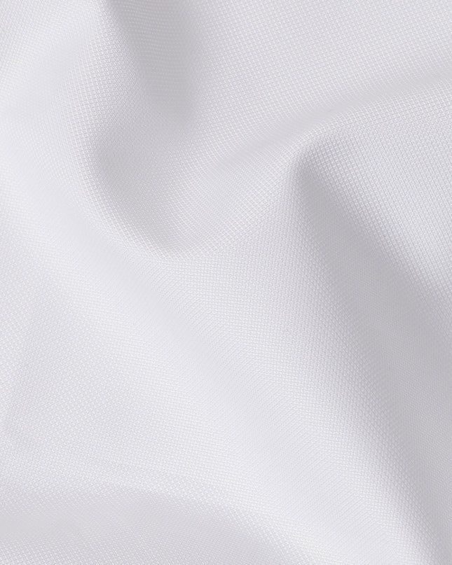 White Oxford Textured Premium 100% Italian Cotton Shirting Fabric, Fine Oxford Weave Design, 150 cms Width, 2.0 Mtrs Cut, Origin Italy-D26619