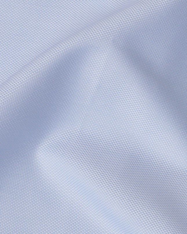 Light Blue Structured Weave Premium 100% Italian Cotton Shirting Fabric, Fine Textured Design, 150 cms Width, 2.0 Mtrs Cut, Origin Italy-D26615