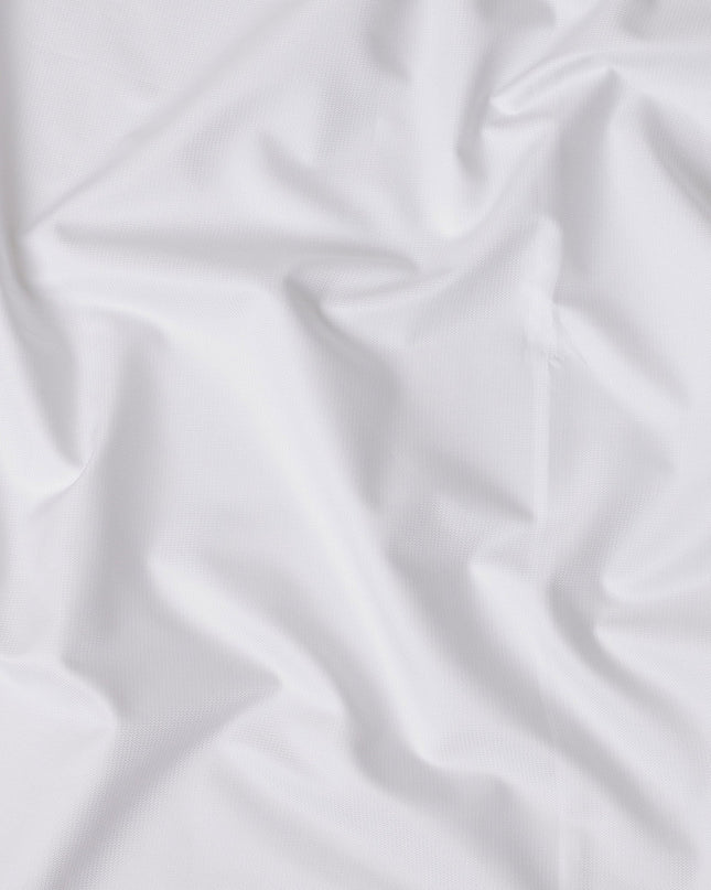 White Textured Dobby Premium 100% Italian Cotton Shirting Fabric, Fine Woven Dobby Design, 150 cms Width, 2.0 Mtrs Cut, Origin Italy-D26617