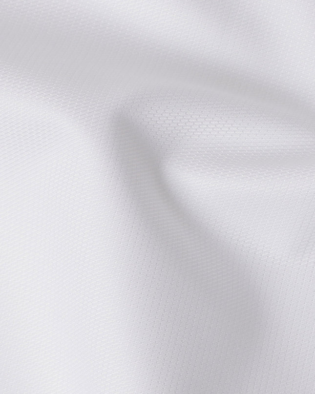 White Textured Dobby Premium 100% Italian Cotton Shirting Fabric, Fine Woven Dobby Design, 150 cms Width, 2.0 Mtrs Cut, Origin Italy-D26617